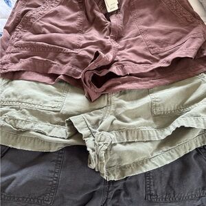 Aerie Women's Cargo Shorts - Brown, Olive, Charcoal